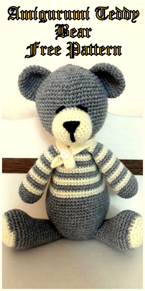 Amigurumi  Cute Teddy bear in striped sweater free crochet pattern