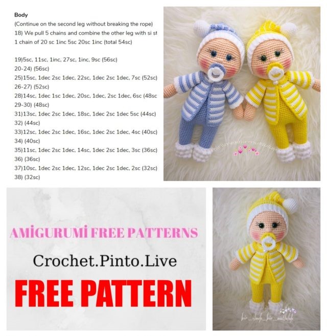Pacifier Baby Amigurumi Doll Free Crochet Pattern