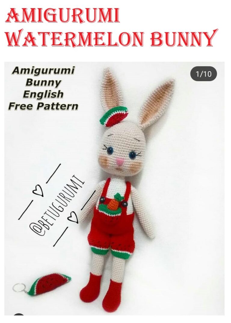 Amigurumi Watermelon Overalls Bunny Free Crochet Pattern