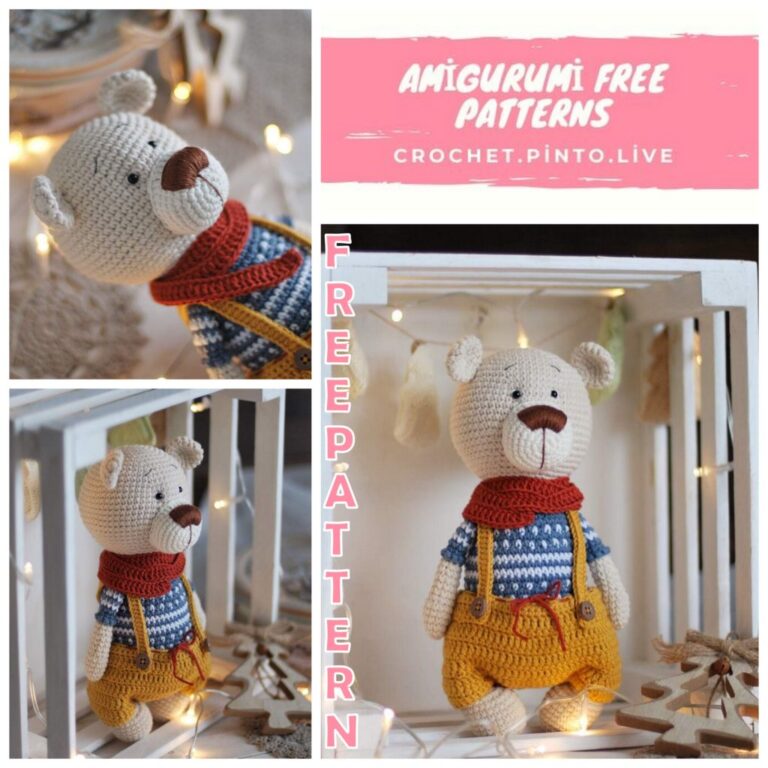 Amigurumi Teddy Bear in Overalls Free Crochet Pattern